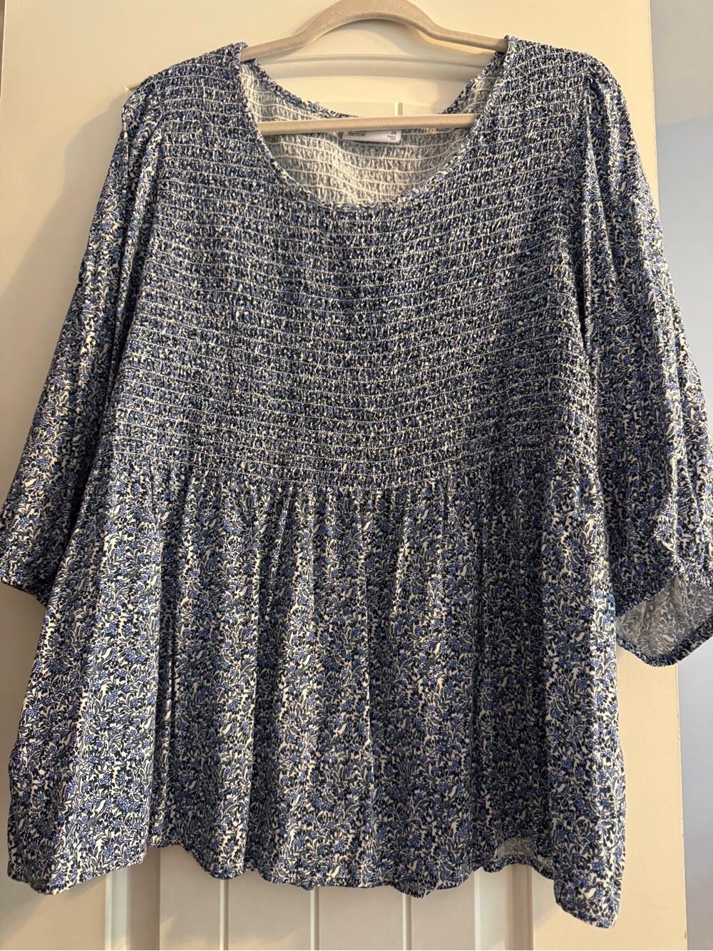 croft & barrow Blue Floral Smocked Tunic